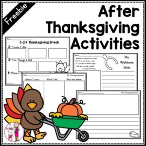 Return from Thanksgiving Break Writing Freebies