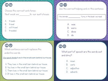 Language and Grammar Test Prep Task Cards - A Primary Owl