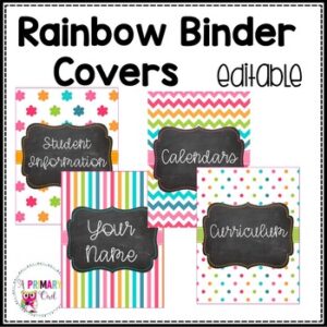 Editable Rainbow Binder Covers Free