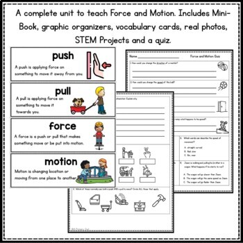 Force and Motion Unit with Mini Book STEM Projects Worksheets - A ...