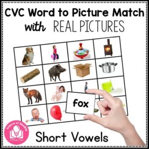 CVC Picture Word Matching Cards with Real Pictures