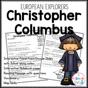 Christopher Columbus 3rd grade Interactive PowerPoint Google Slides Printables
