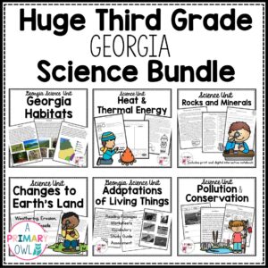 3rd grade Georgia Science Bundle Georgia Habitats, Heat, Rocks and Minerals Soil