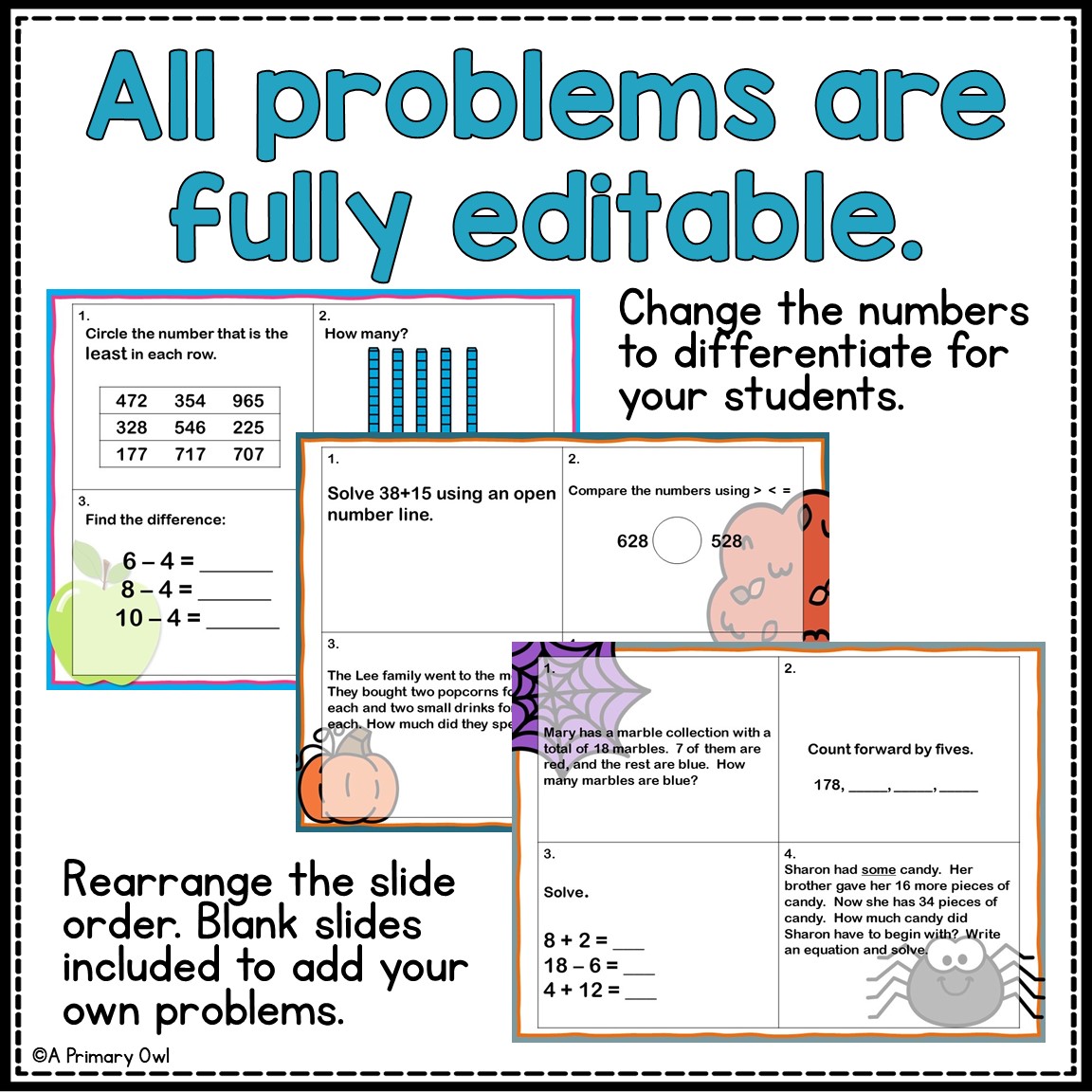 August Daily Math Spiral Review 2nd Grade Google Slides Power Point - A ...