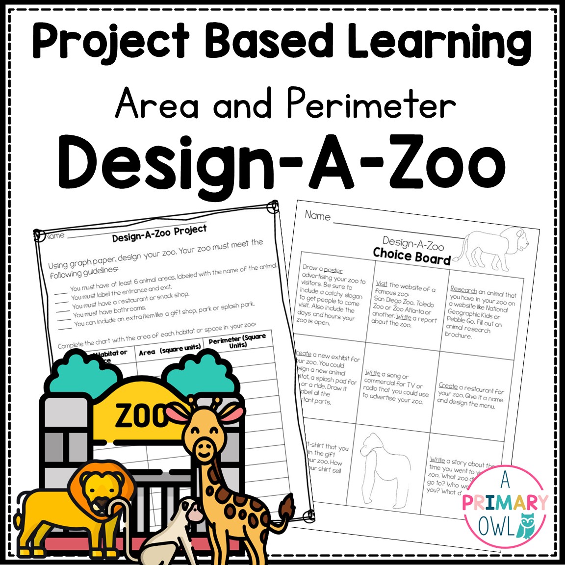 DesignAZoo Project Based Learning Area and Perimeter A Primary Owl