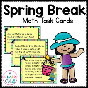 Spring Break Themed Math Problem Solving Task Cards