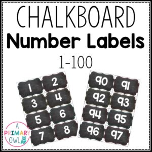 Chalkboard Number Labels 1-100