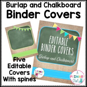 Editable Binder Covers Burlap and Chalkboard