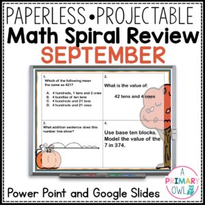 September Math Spiral Review
