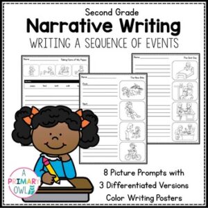 Narrative Writing Sequence of Events 8 Different Prompts Differentiated