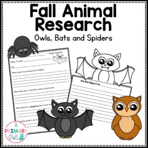 Fall Animal Research Writing Project Craftivity Bats, Owls, Spiders